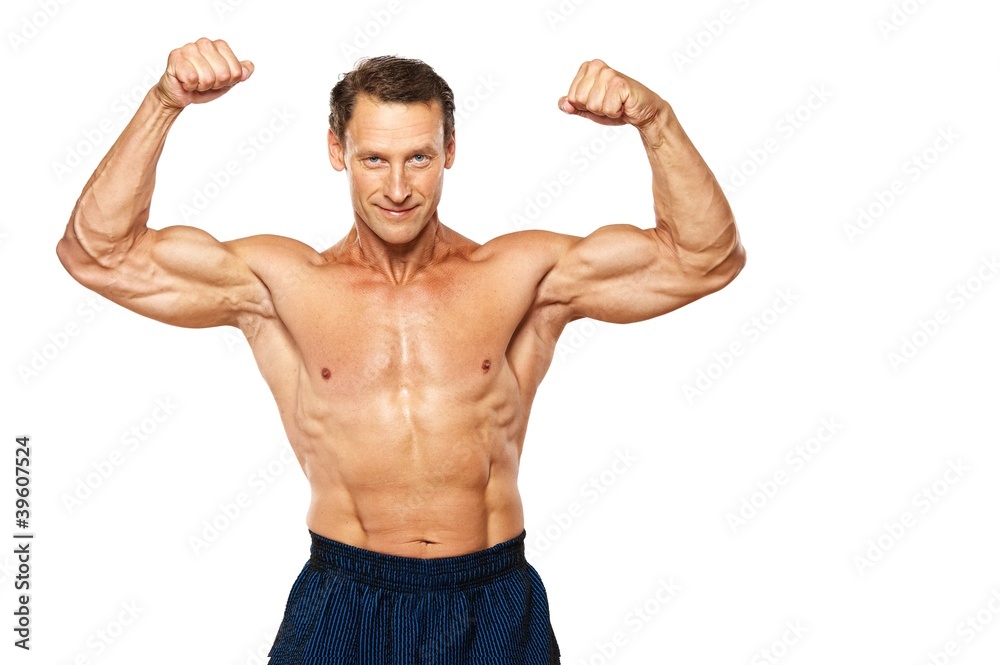 Handsome muscular man isolated on white. Handsome muscular man isolated on white.