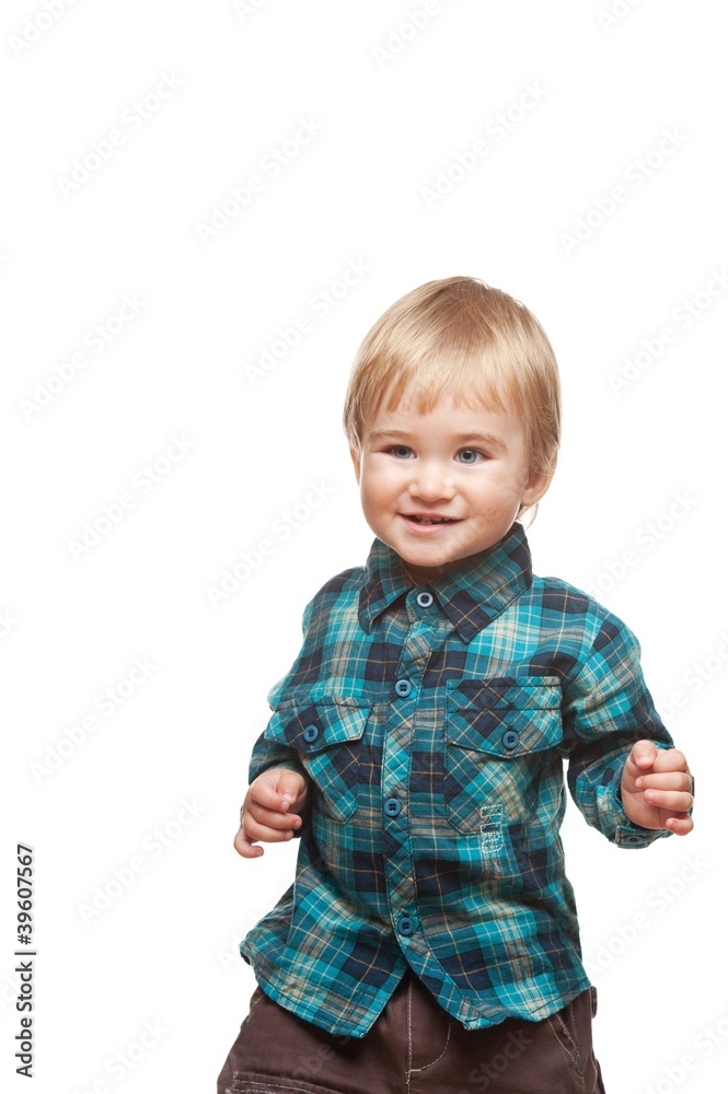 Cute funny little boy isolated on white. Cute funny little boy isolated on white.