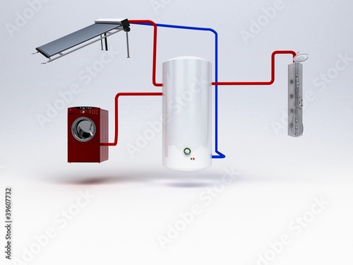 Fotografie schema 3d pannello solare termico render
