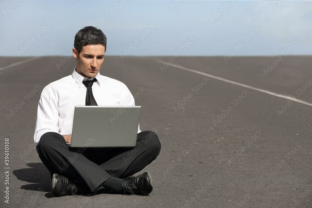 business man doing computer