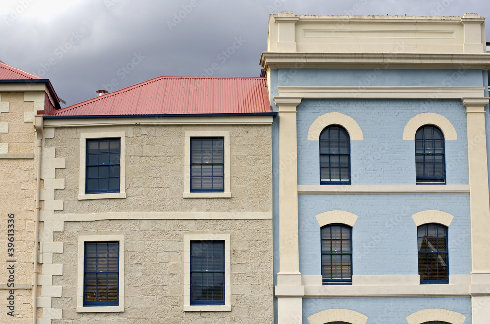 Colourful building facades, Hobart, Tasmania, Australia
