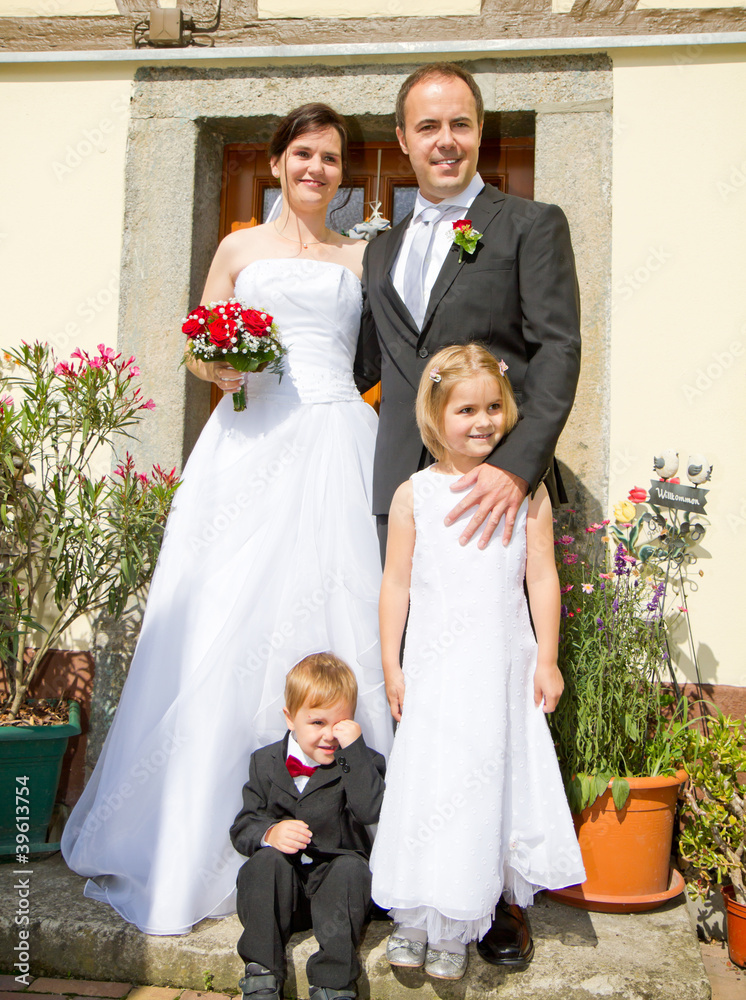 newly married family at home