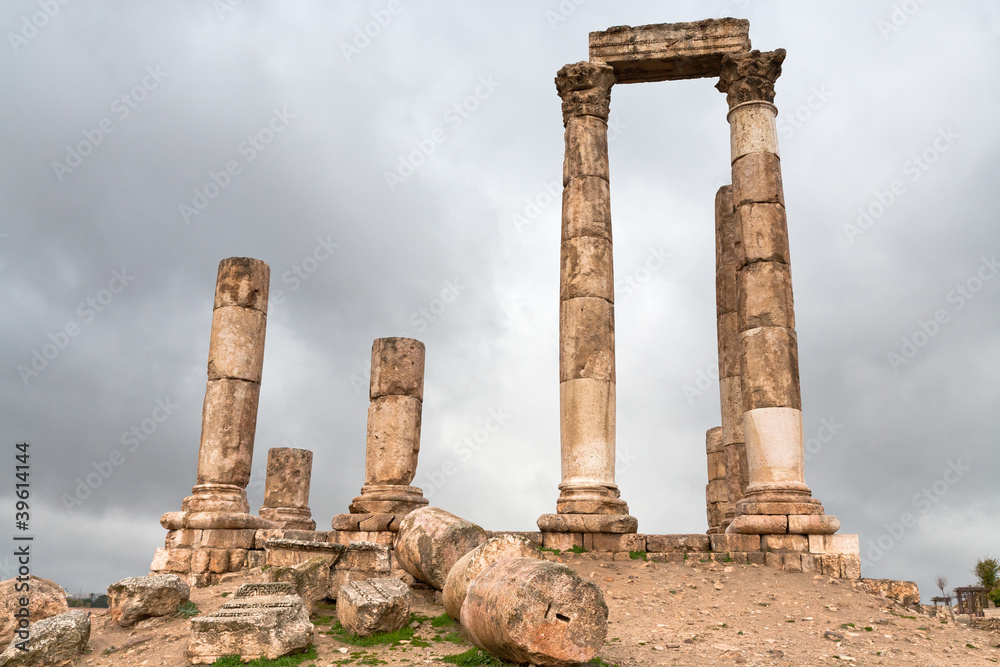 Temple of Hercules in antique citadel in Amman
