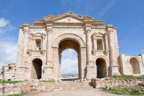Arch of Hadrian in antique city of Gerasa Jerash in Jordan