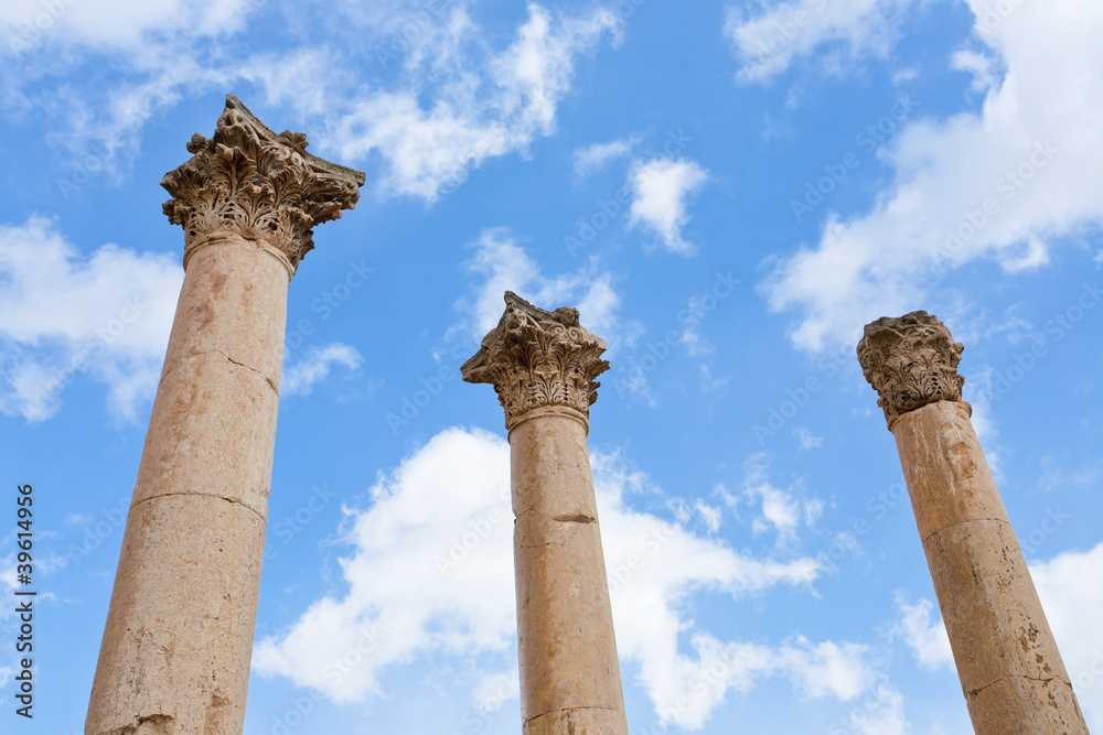 Corinthium column in antique town Jerash Corinthium column in antique town Jerash