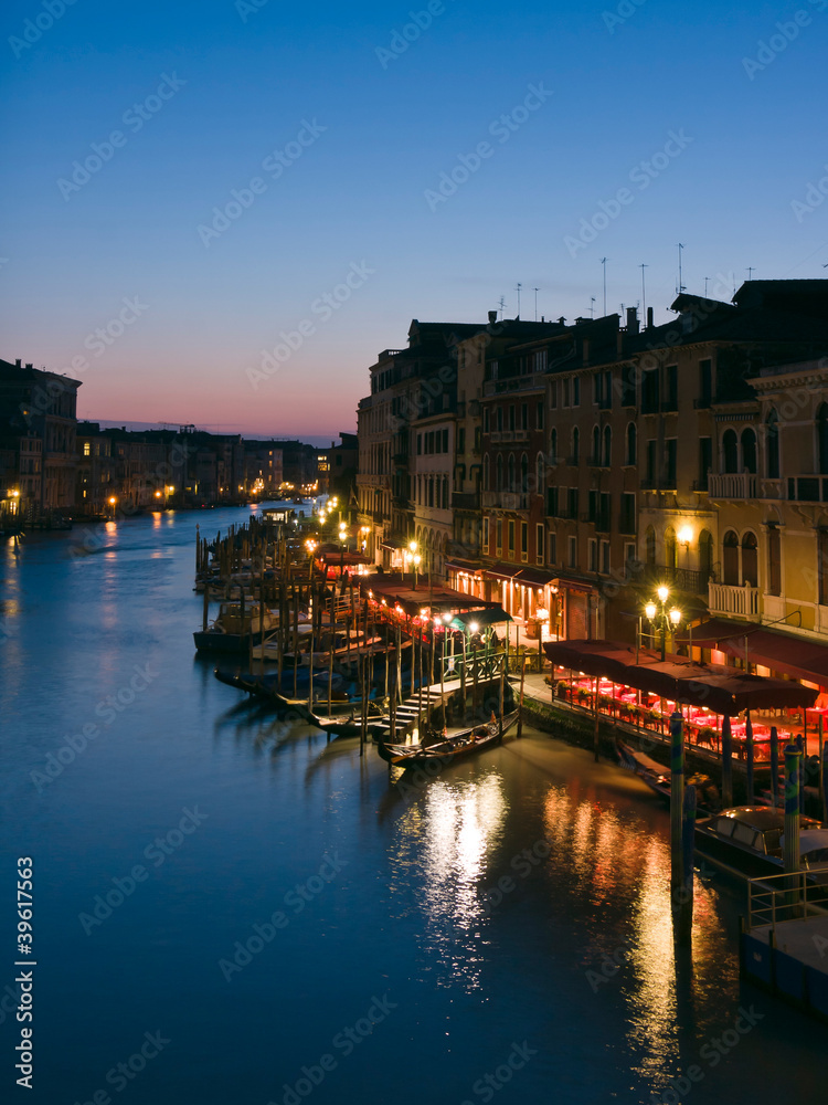 The Grand Canal at dusk in Venice