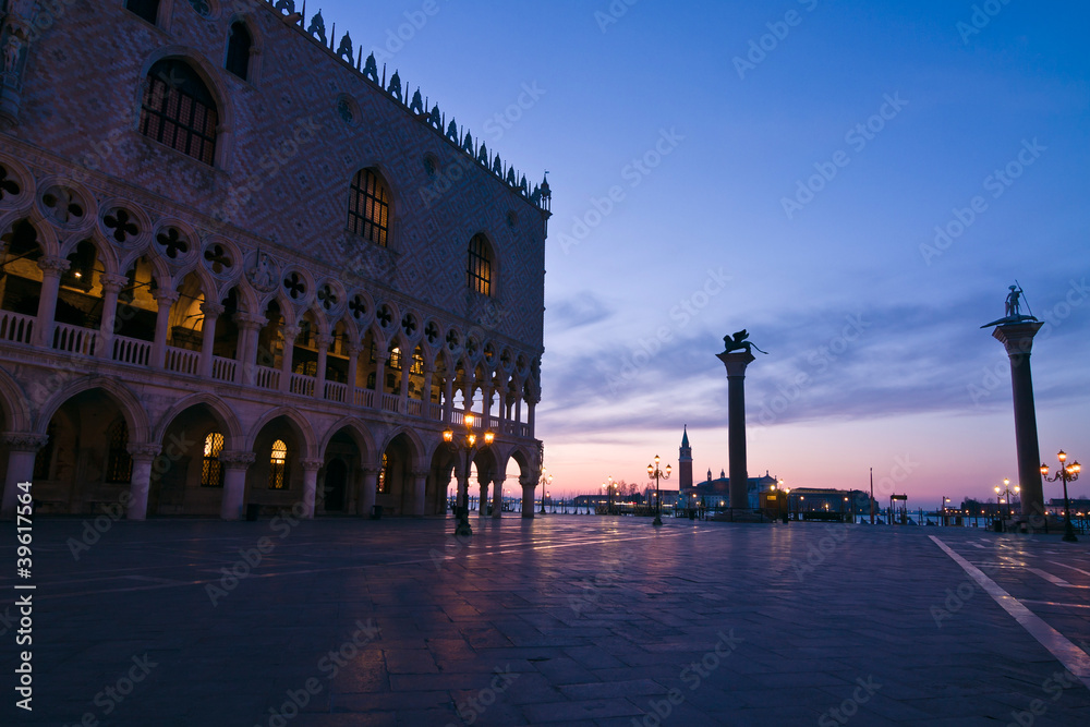 Doges Palace at dawn in Venice