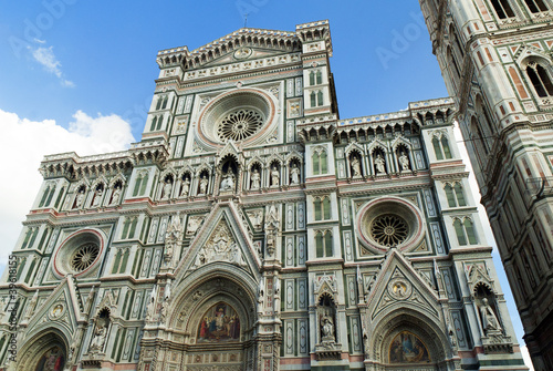 Facade and Campanile of Duomo of Florence Tuscany Italy