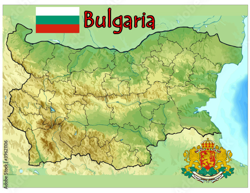 bulgaria europe map flag emblem