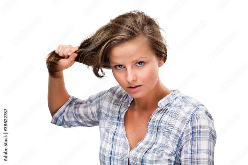 Young attractive woman isolated on white background Young attractive woman isolated on white background