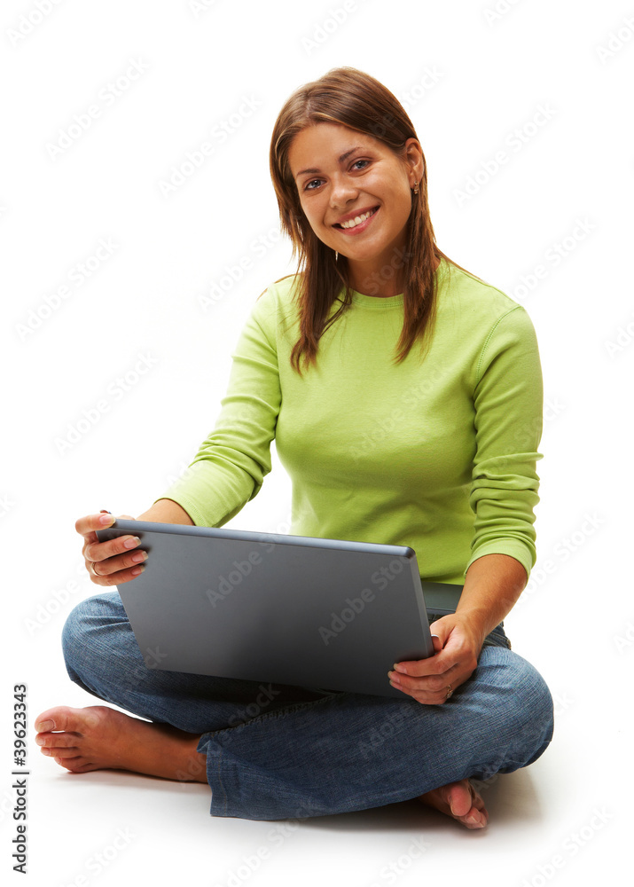 Naklejka premium woman with laptop