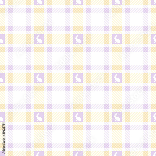 Seamless Check Pattern Bunny Yellow/Purple Horizontal