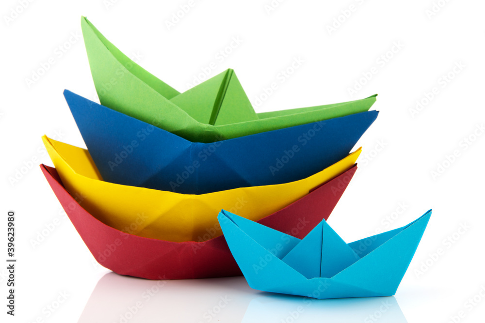 Stacked colorful paper boat Stacked colorful paper boat