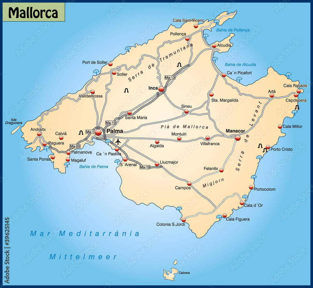 Autobahnkarte von Mallorca