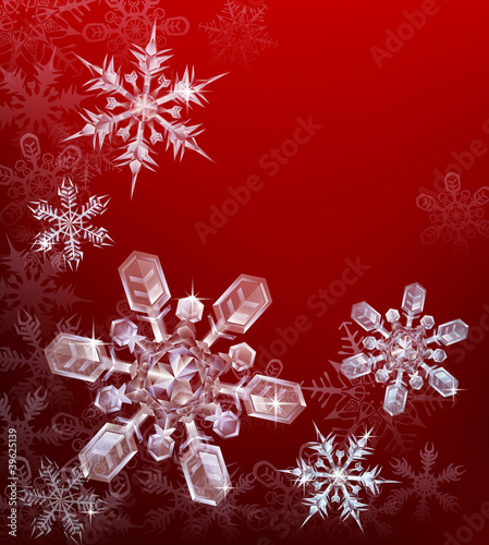 Red Christmas snowflake bac...