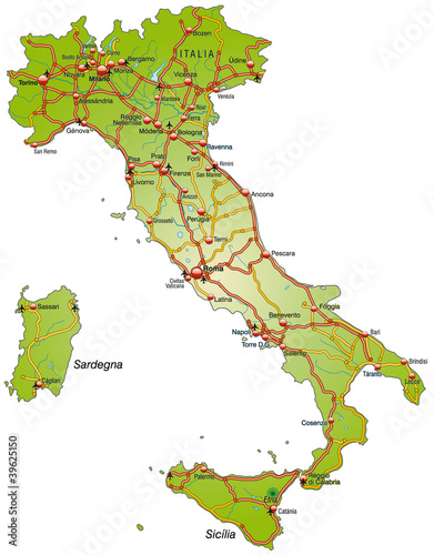 Inselkarte von Italien mit Autobahnen