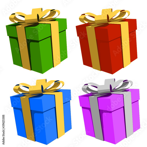 Colorful gift boxes, vector illustration