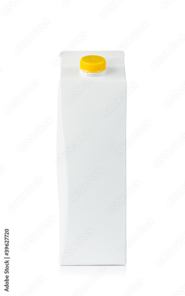 Front view of blank milk box isolated on white background Front view of blank milk box isolated on white background