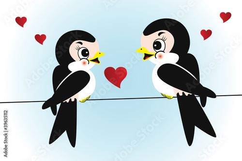 Foto Cute swallows in love