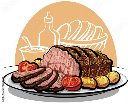 Roast beef with potatoes