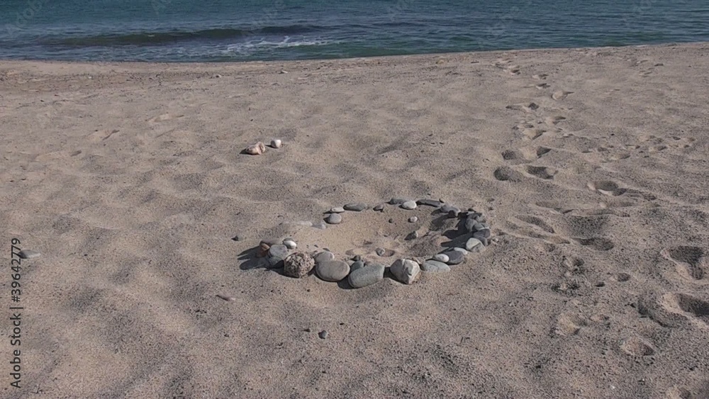 Circulo de piedras en la playa