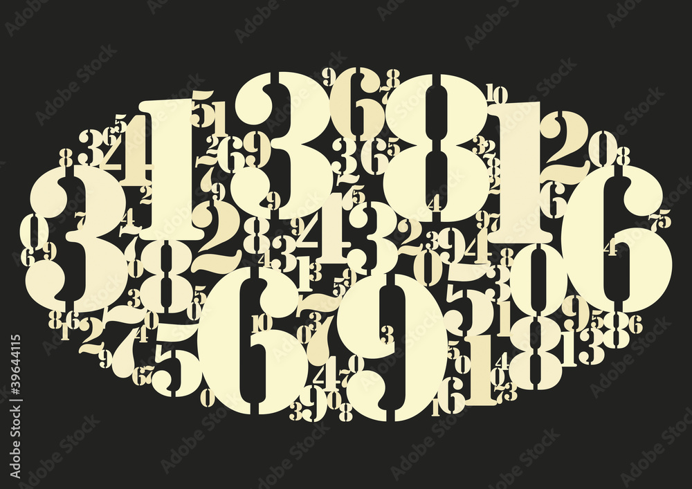 Obraz premium Numbers cloud gold black bg