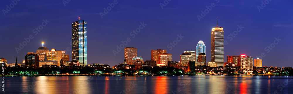 Obraz premium Panorama nocnej sceny Boston