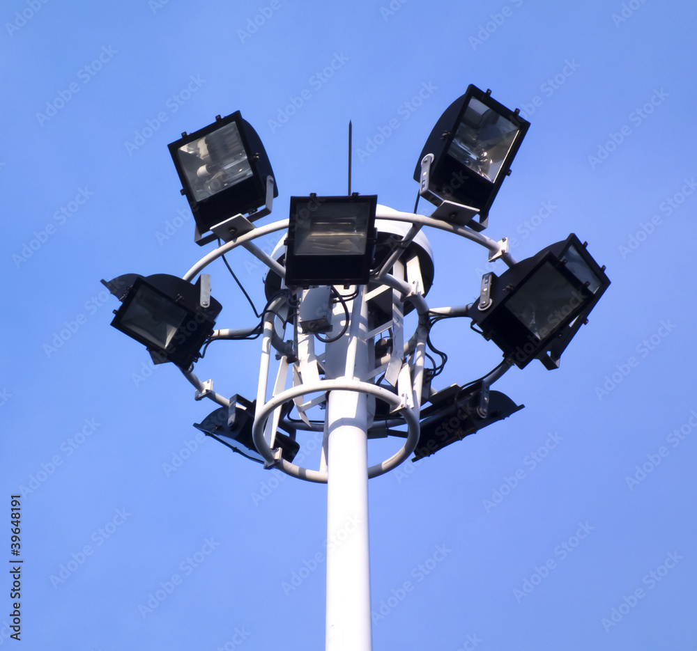 Ground light pole on blusky background Ground light pole on blusky background