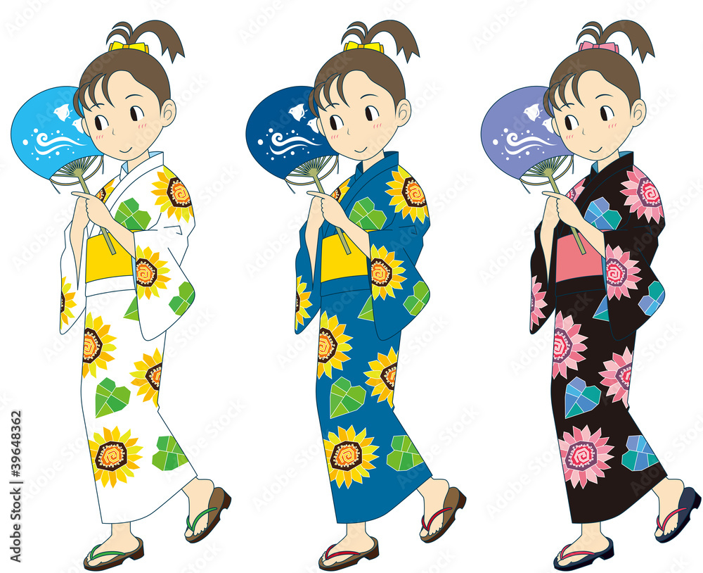 浴衣 女性 Stock Vector Adobe Stock