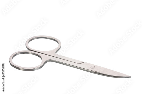 Silver nail scissors isolated on white