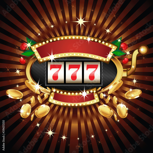 Slot machine on shiny background