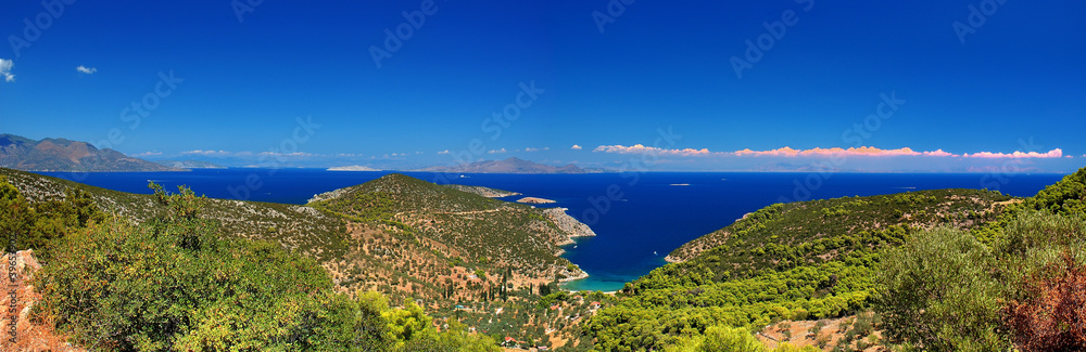 Panorama , Poros Island , Aegean Sea , Greece