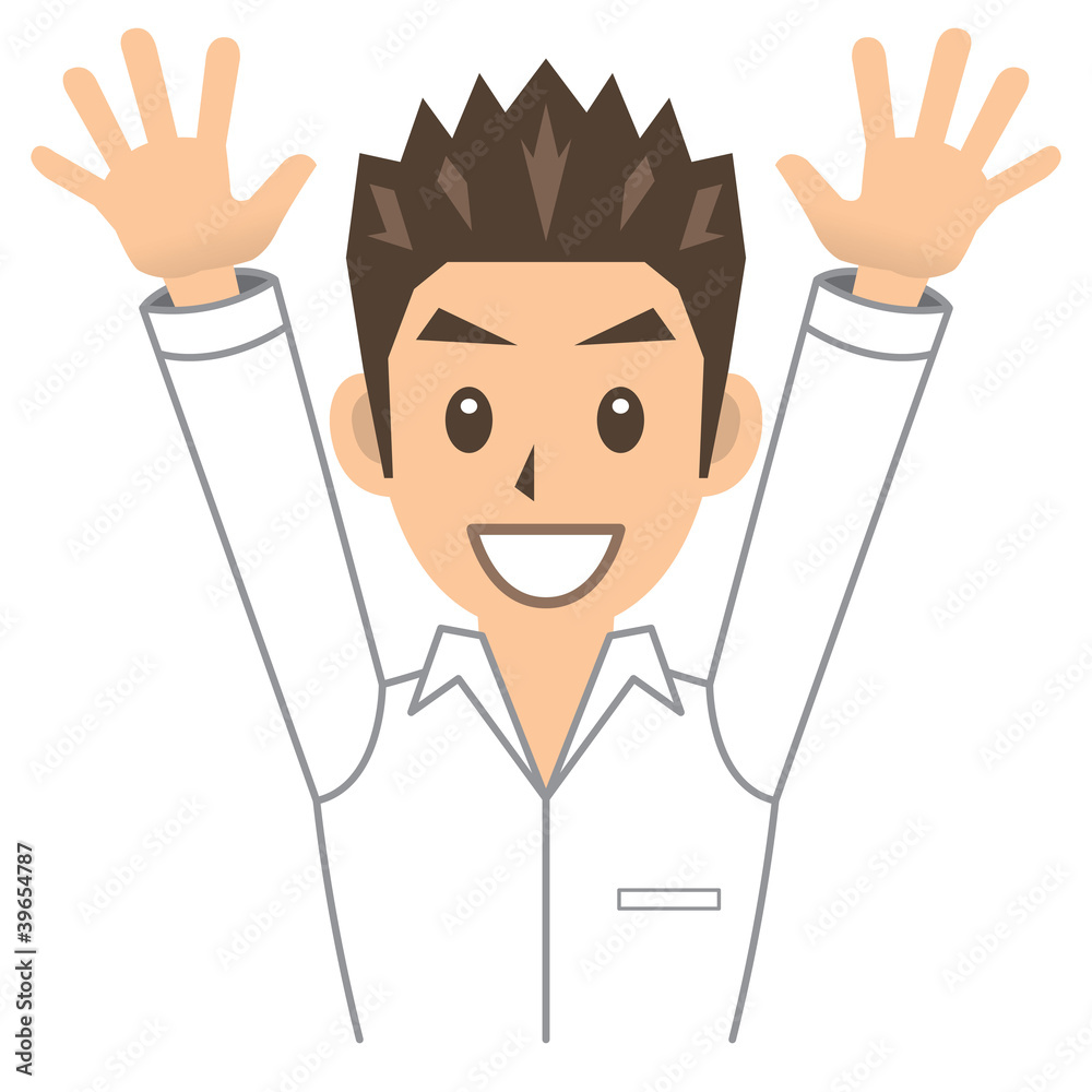 シャツ 男性 B 表情 万歳