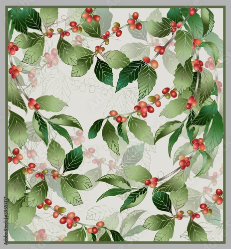 Greeting card with coffe tree.