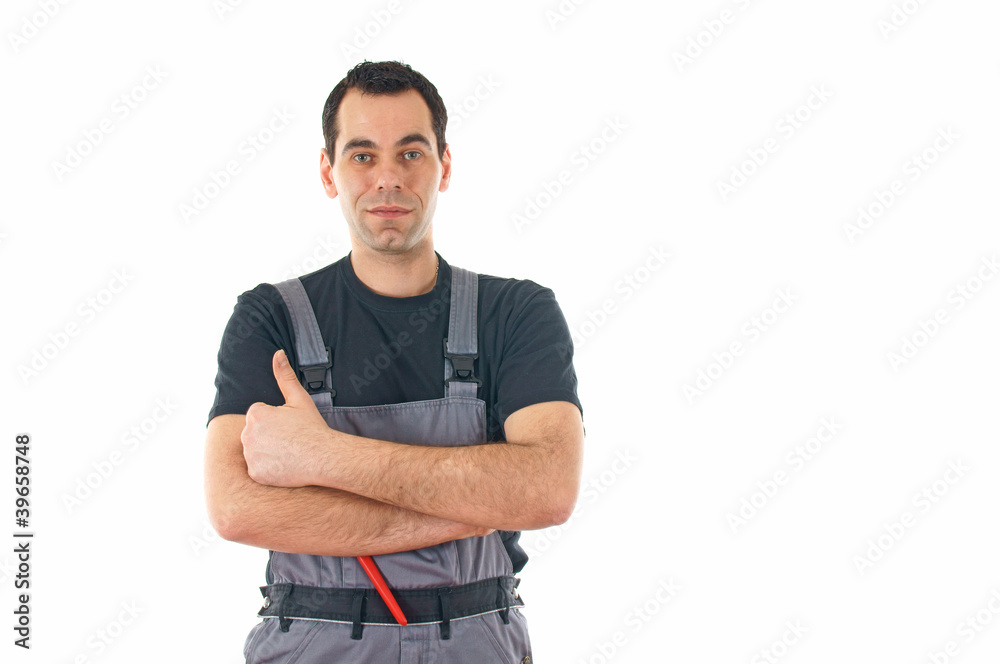 Handwerker mit Daumen hoch Handwerker mit Daumen hoch