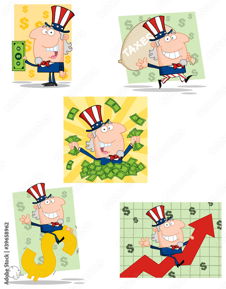 Fototapeta premium Uncle Sam Cartoon Characters