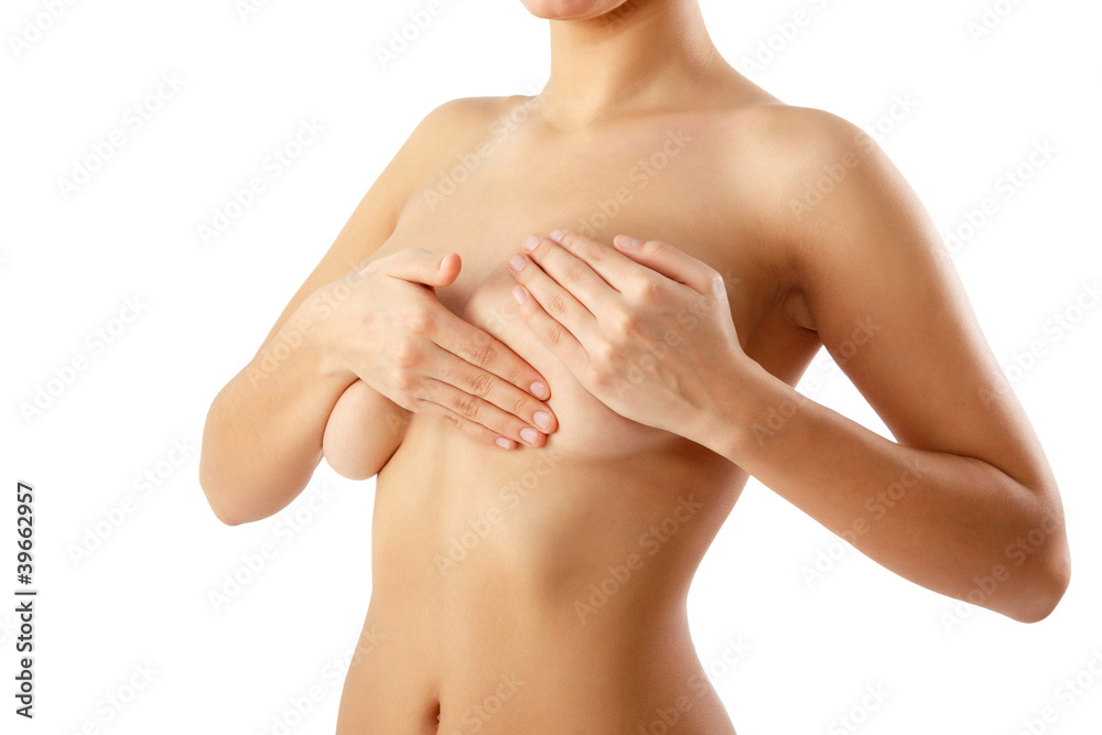 woman examining breast mastopathy or cancer woman examining breast mastopathy or cancer