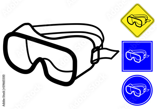 Safety glasses pictogram and signs