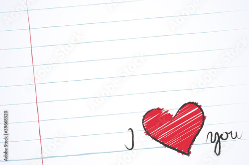 Love note in an exercise book