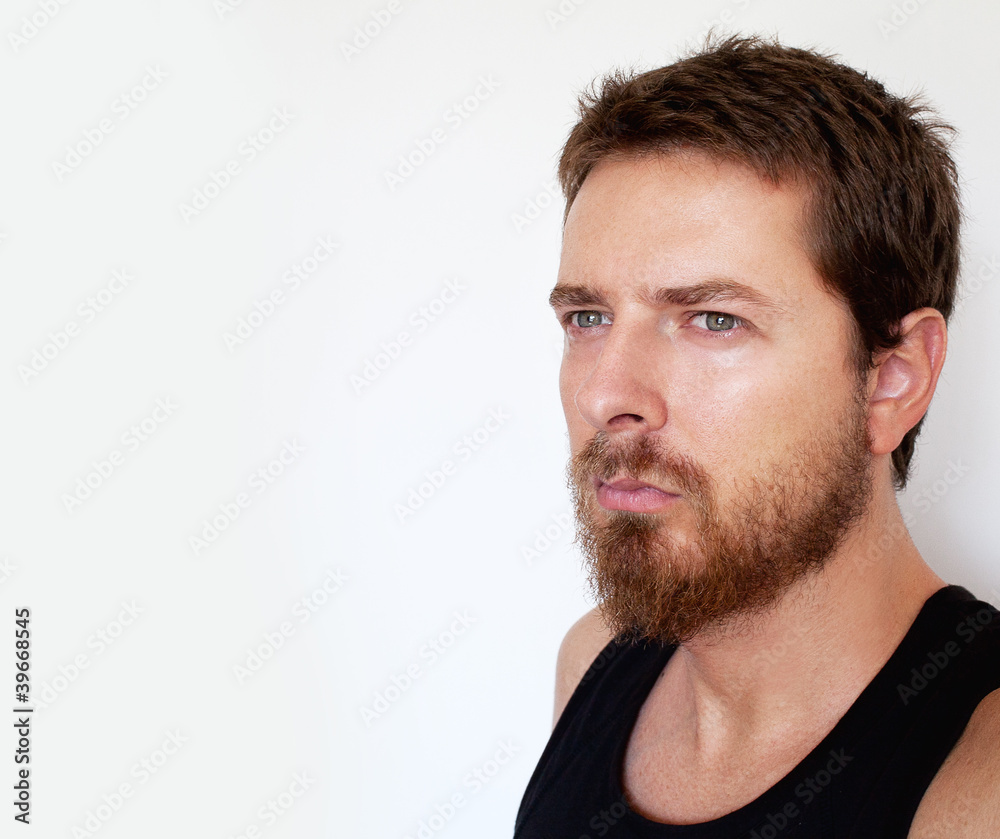 Fototapeta premium Face of handsome man isolated on white
