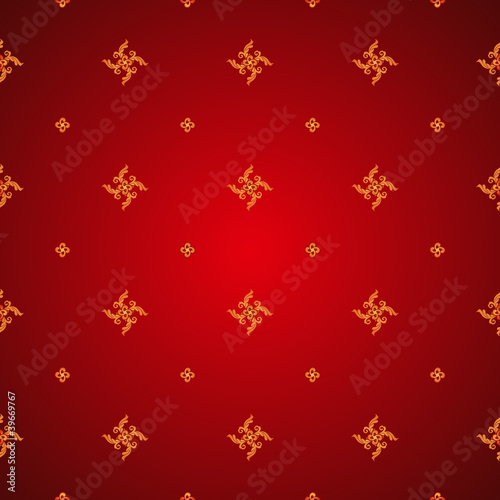 Ornamental background gold and red