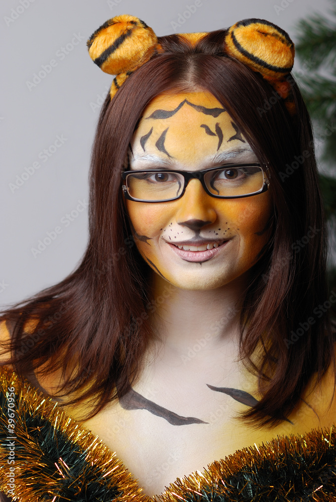 Girl With Tiger Makeup New Year Of The