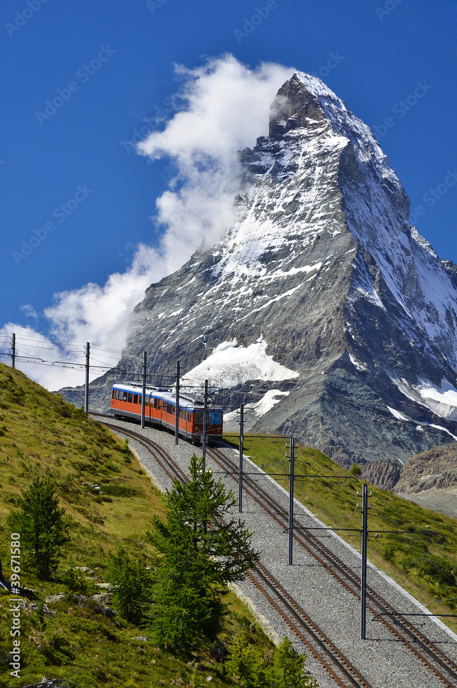 Matterhorn railway from Zermatt to Gornergrat. Switzerland