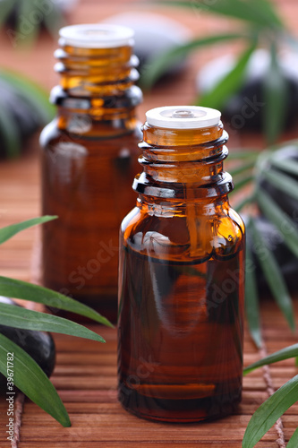 Fototapeta Naklejka Na Ścianę i Meble -  Aromatherapy, essential oil bottles