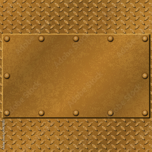A Rusty Metal Background with Tread Plate and Rivets