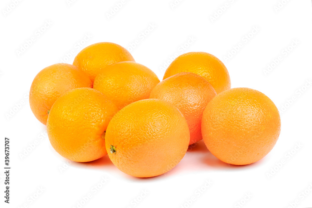 Oranges fruits isolated on white background. Oranges fruits isolated on white background.