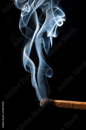Burn match with blue smoke
