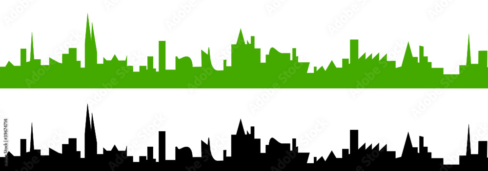 Skyline Stadt in grün und schwarz