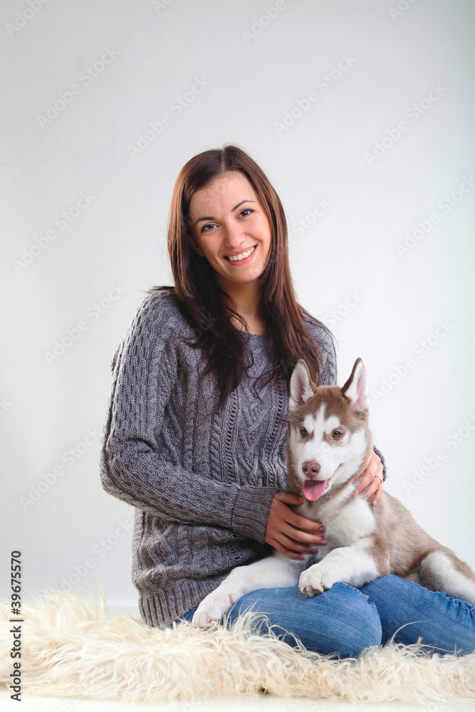 girl with puppy girl with puppy