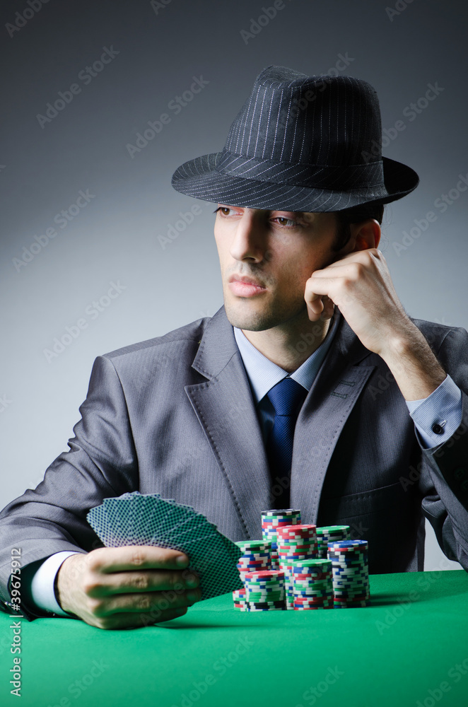 Man playing in the casino Man playing in the casino